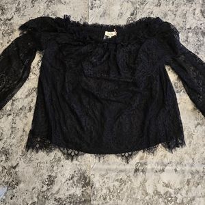 Entro Lace Black off shoulder top blouse shirt